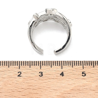 Brass Micro Pave Cubic Zirconia Cuff Open Rings RJEW-C158-02P-1