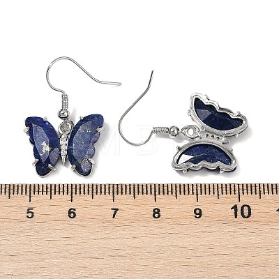 Natural Lapis Lazuli Brass Dangle Earrings EJEW-M081-01P-07-1