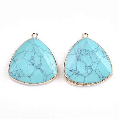 Electroplate Synthetic Turquoise Pendants G-S344-14D-1