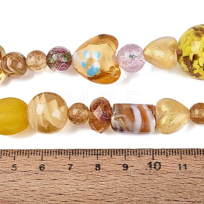Handmade Foil Glass with Gold Sand Lampwork Beads Strands FOIL-Q002-08G-1