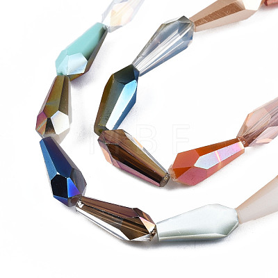 Electroplate Transparent Glass Beads Strands EGLA-S174-28-1