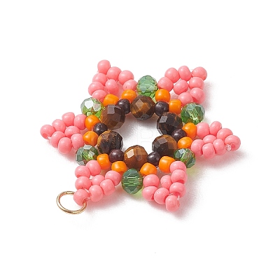 Glass Seed Beaded Pendants PALLOY-MZ01241-04-1