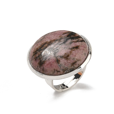 Natural Rhodonite Round Adjustable Rings RJEW-K371-09S-30-1