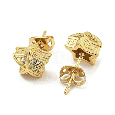 Brass Micro Pave Cubic Zirconia Ear Studs EJEW-P261-26B-G-1