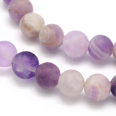 Frosted Round Natural Chevron Amethyst Beads Strands G-N0166-55-6mm-1