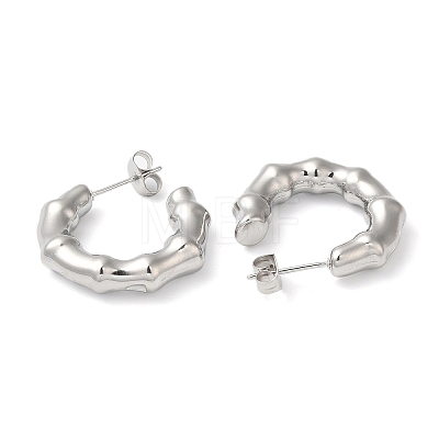 304 Stainless Steel Bamboo Ring Stud Earring EJEW-K244-42P-1