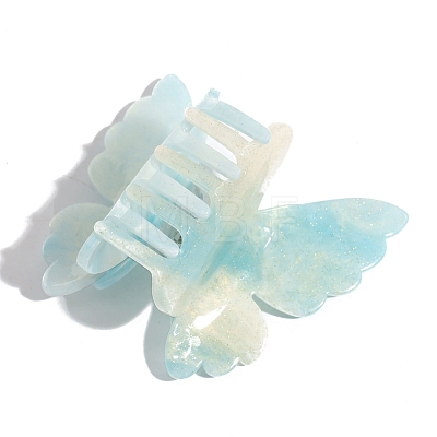 Double Butterfly Shape Cellulose Acetate(Resin) Claw Hair Clips PW-WG38307-01-1