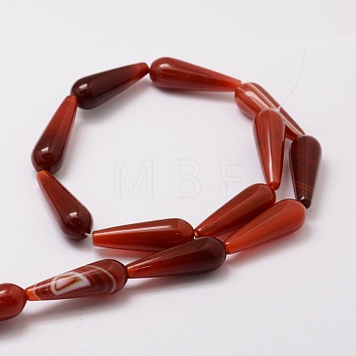 Dyed Natural Carnelian Teardrop Beads Strands G-E329-29B-1