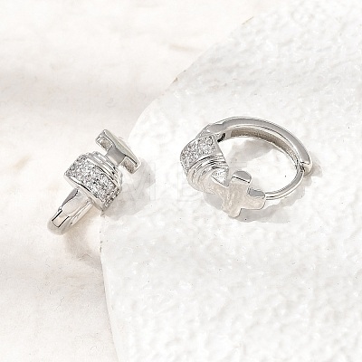 Cross Brass Micro Pave Cubic Zirconia Hoop Earrings KK-CBAEEA8-37P-1