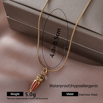 Vintage 304 Stainless Steel Enamel Cone Pendant Necklaces for Women SI8197-1-1
