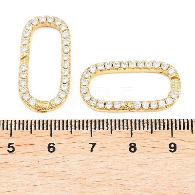 Oval Brass Micro Pave Clear Cubic Zirconia Spring Gate Rings KK-C162-093G-1