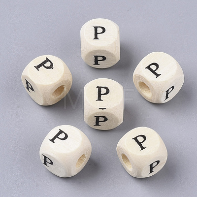 Printed Natural Wood Beads WOOD-T026-001P-1