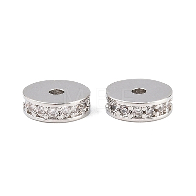 Brass Micro Pave Clear Cubic Zirconia Beads KK-H292-40P-1