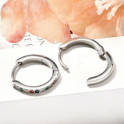 304 Stainless Steel Micro Pave Cubic Zirconia Huggie Hoop Earrings EJEW-C096-01J-P-1