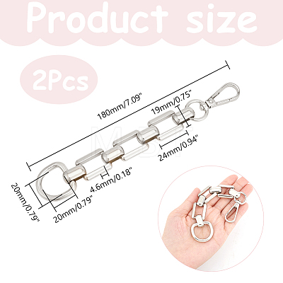 Unicraftale 2Pcs Alloy Purse Extension Chains with D Ring & Swivel Clasps PURS-UN0001-03P-1