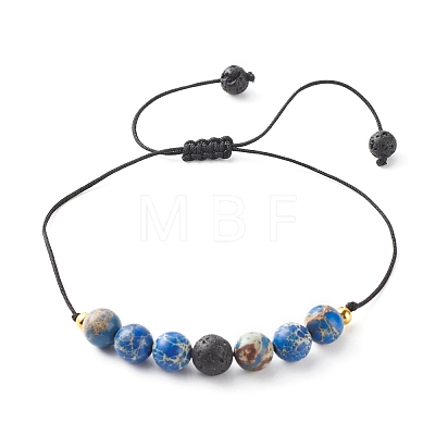 Natural Imperial Jasper(Dyed) Braided Bead Bracelets Set for Girl Women BJEW-JB06866-01-1