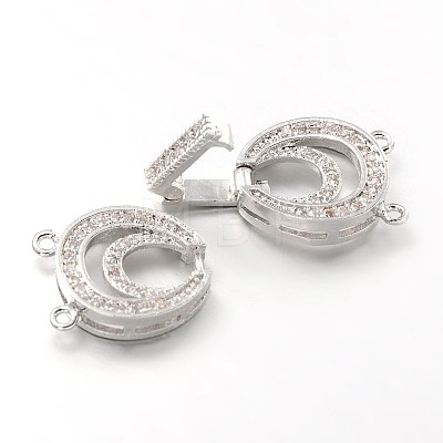 Oval Brass Micro Pave Cubic Zirconia Fold Over Clasps ZIRC-F013-04P-FF-1