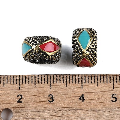 Brass Enamel European Beads KK-A226-02AB-1