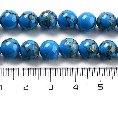 Synthetic Gold Line Turquoise Beads Strands G-H026-01C-02-1