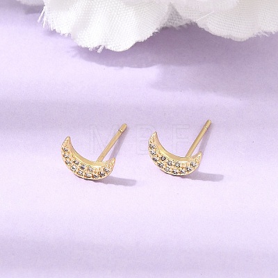 Moon Brass Micro Pave Cubic Zirconia Stud Earrings for Women CU-CBAE7DF-38G-1