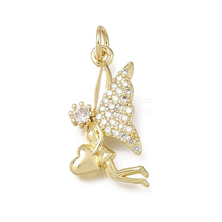 Brass Micro Pave Clear Cubic Zirconia Pendants CU-L001-14G-01-1