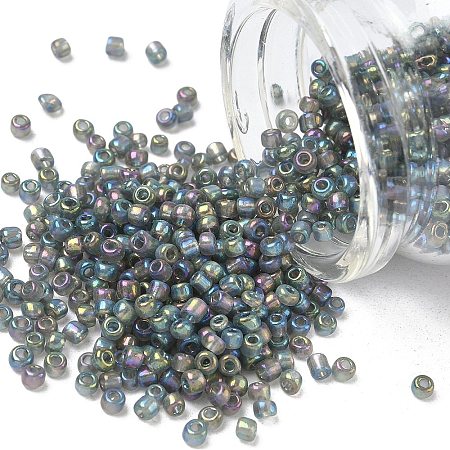 Transparent Colours Rainbow Round Glass Seed Beads X-SEED-A007-3mm-172-1