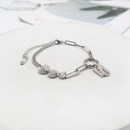 201 Stainless Steel Good Luck Word Charm Bracelets FS-WG4BBAD-01-1