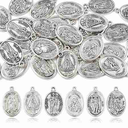 30Pcs 6 Styles Religion Tibetan Style Alloy Pendants FIND-FS0005-01-1