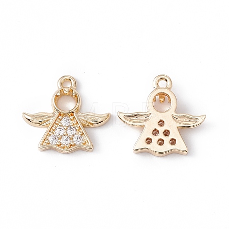 Rack Plating Brass Micro Pave Clear Cubic Zirconia Charms KK-G433-14G-1