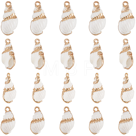 30Pcs Electroplated Spiral Shell Pendants SSHEL-SC0001-29A-1