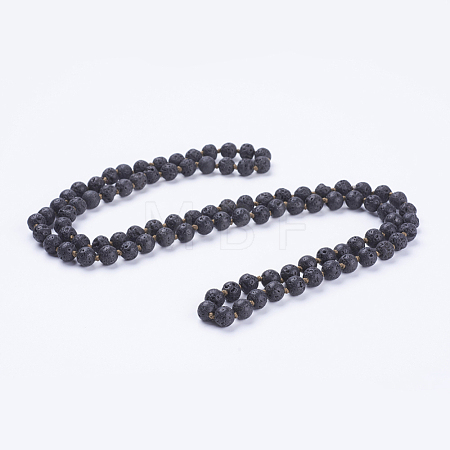 Natural Lava Rock Beaded Necklaces NJEW-P202-36-A18-1
