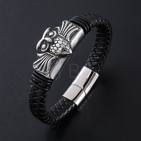 Punk Braided PU Leather Cord Bracelets ES9307-1-1