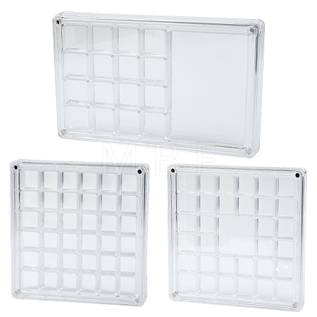 3Pcs 3 Styles Transparent Acrylic Grided Storage Boxes with Magnetic Lid for Loose Shell Beads CON-YW0001-99-1