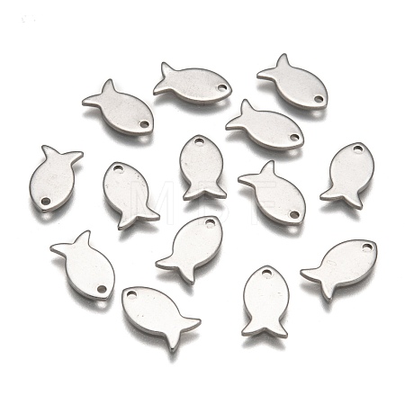 Tarnish Resistant 304 Stainless Steel Fish Charms STAS-M037-08-1