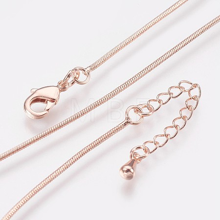 Long-Lasting Plated Brass Snake Chain Necklaces NJEW-K112-04RG-NF-1