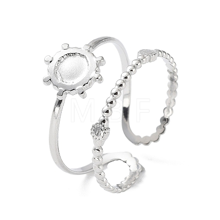Tarnish Resistant 304 Stainless Steel Open Cuff Ring Components STAS-F301-03P-1