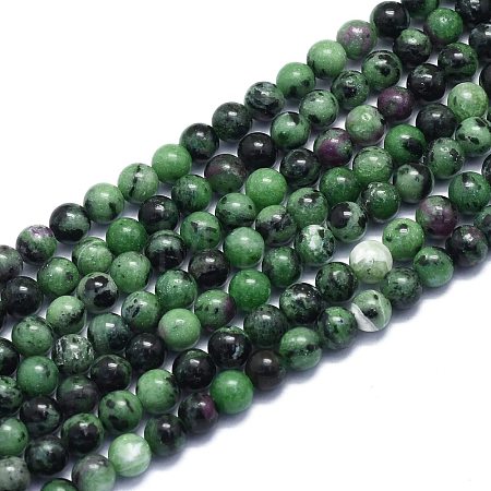 Natural Ruby in Zoisite Beads Strands G-K310-C10-6mm-1