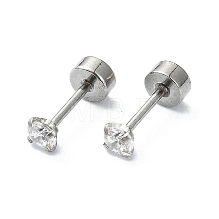 304 Stainless Steel Crystal Rhinestone Ear False Plugs STAS-C089-04A-P-1