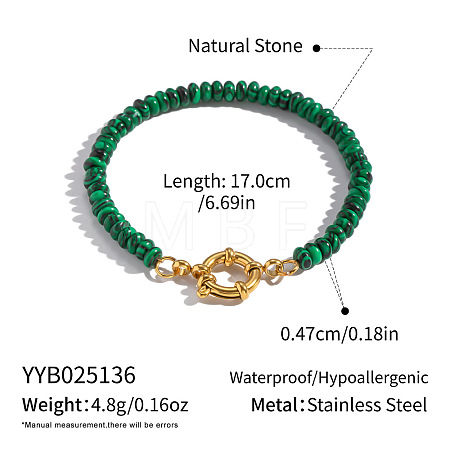 Synthetic Malachite Rondelle Beaded Bracelets OA9565-4-1