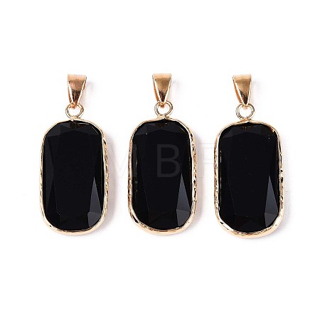 Natural Black Onyx(Dyed & Heated) Pendants G-N349-03B-G-1