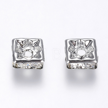 Brass Rhinestone Spacer Beads RB-A013-6x6-01P-NF-1