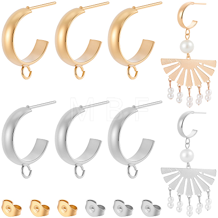 16Pcs 304 Stainless Steel Stud Earring Findings STAS-BBC0010-20B-1