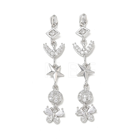 Brass Micro Pave Clear Cubic Zirconia Big Pendants CU-E004-01P-1