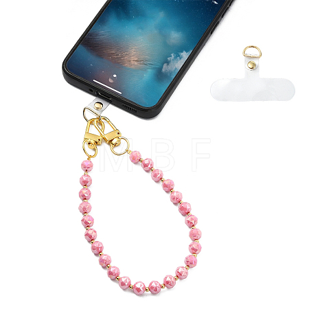 Glass Round Bead Mobile Straps HJEW-YW00517-03-1