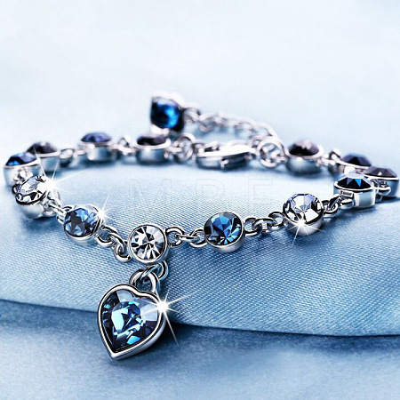 Flat Round Alloy Rhinestone Link Bracelets WGFE8E3-01-1