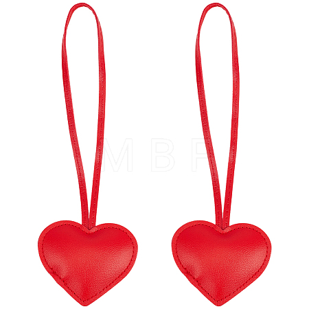 PU Leather Heart Pendant Decorations HJEW-CL0001-12A-1