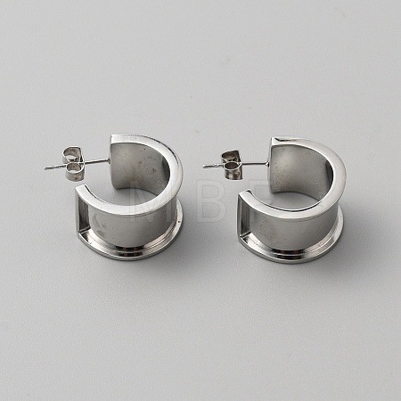 Stainless Steel Round Stud Earring Finding LS-STAS-WH0016-55P-1