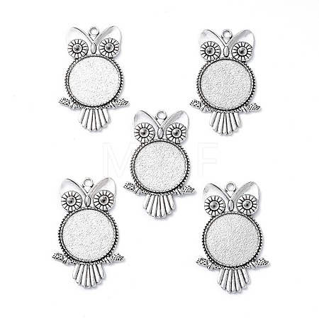 Tibetan Style Alloy Pendant Rhinestone Cabochon Settings X-TIBEP-4494-AS-FF-1