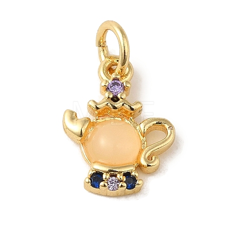 Brass Micro Pave Colorful Cubic Zirconia Glass Pendants X-KK-R162-026A-G-1
