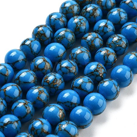 Synthetic Gold Line Turquoise Beads Strands G-H026-01A-02-1